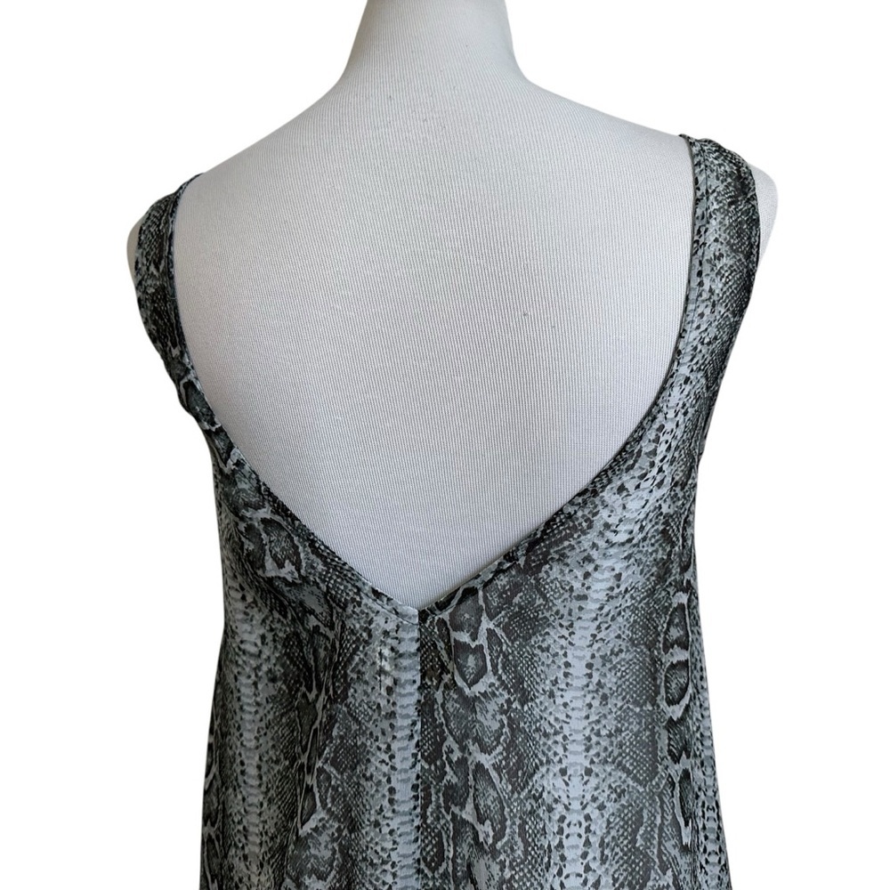 Show Me Your Mumu Women Sheer Snakeskin V Neck Maxi dress Sz Med Gray Sleeveless - Picture 6 of 9